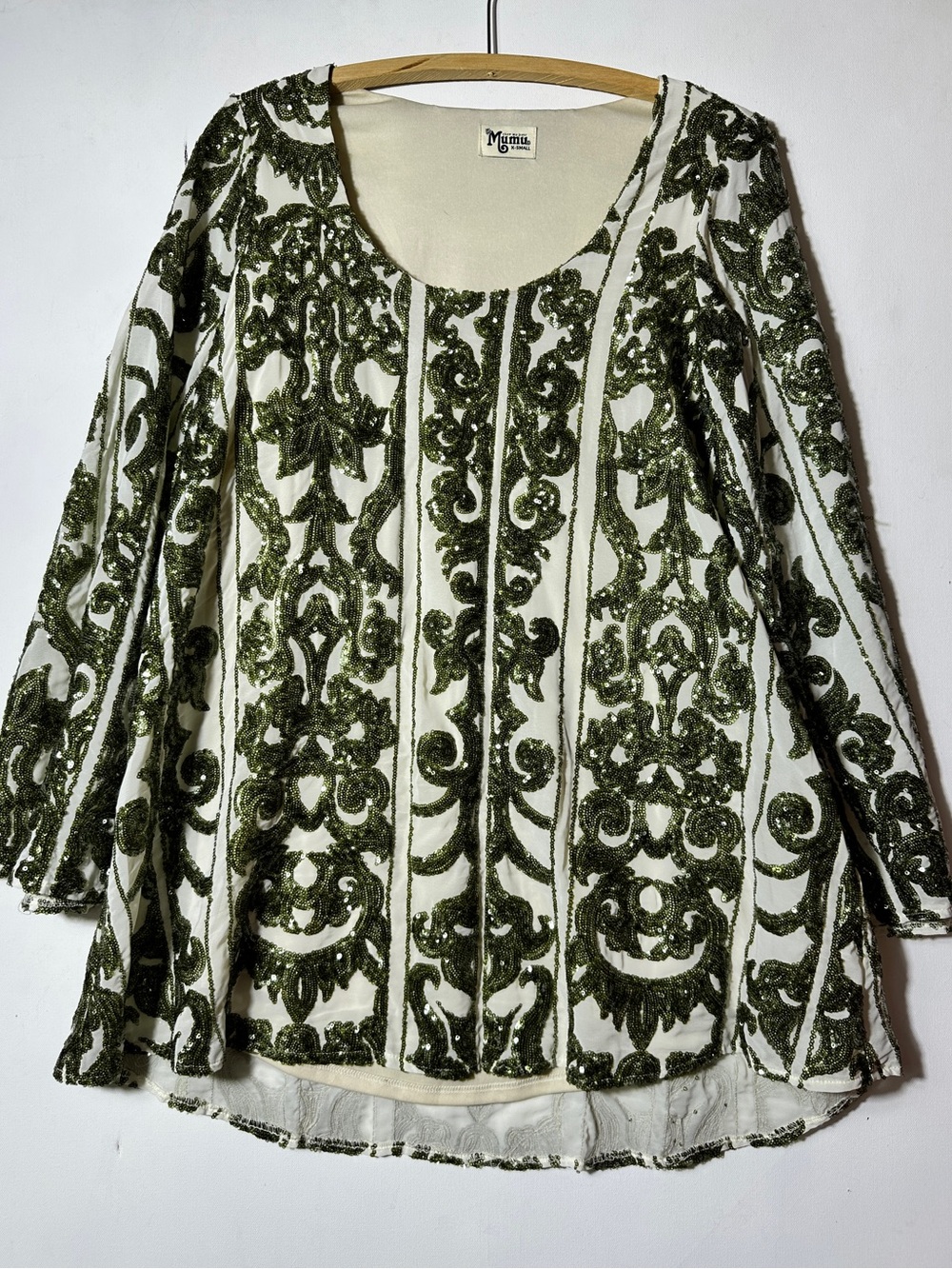 Vintage Sequin GOGO Show Me Your MuMu Dress green and cream